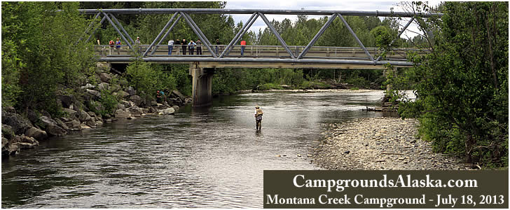 Salmon Fishing at Montana Creek Campground in Alaska.